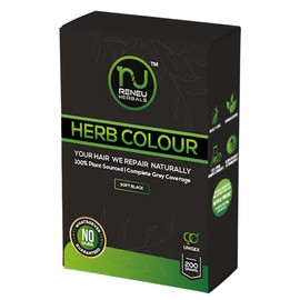 Reneu Herbals Herb Colour-PPD Free Hair Colour For Women and Men I Herbal Chemical Free Hair Color I Herbal Hair Dye Black I 200 GM