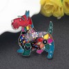 NEWEI Enamel Alloy Scottish Dog Brooch Pins for Women Girls