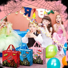 GliCraft 40 Pcs Spider Hero Party Favor Goodie Bags Web Boom Crash Non-woven Bags Bulk with Handles Reusable Birthday Treat Candy Bag for Birthday Party Favor 7.87 x 7.87 x 3.54 Inches