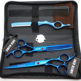 Juego de tijeras profesionales de corte de pelo con maquinilla de afeitar de 6.0/7.0 pulgadas, Azul, 7.0 Inch