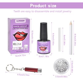 Tooth Jewellery Set DIY Tooth Gemstone Kit with Glue Tartar Jewellery em Kit Tooth Jewellery Decoration Set, Tartar Jewellery Tooth Crystal Kit, for Reflective Tooth Decoration (White)