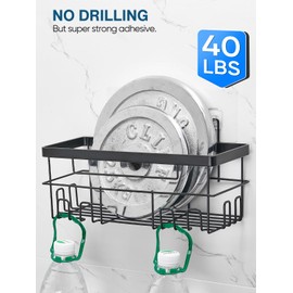 Cobbe Shower Organiser 5 Piece Set for Bathroom Storage, Stain Resistant, No Drilling Required, Black Bathroom Organiser