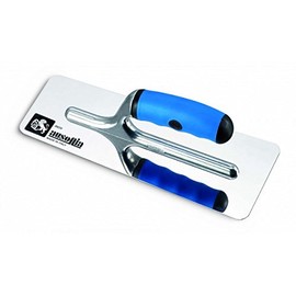 AUSONIA - 42842 Smoothing trowel for pieces made of high-gloss polished stainless steel, trapezoidal with rounded edges 24 x 11 and two-component rubber handle