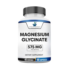 American Standard Supplements- Glicinato de Magnesio 575mg por Porción, 90 Cápsulas Vegetarianas, Suplemento de Magnesio para Huesos y Músculos       