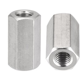 DTGN M8x1.25mmx25mm(DxPxH) Hex Coupling Nuts - 2Pack - Good for Home Garage Repairs - 304 Stainless Steel Polishing Rod Coupling Nuts - Silver Tone