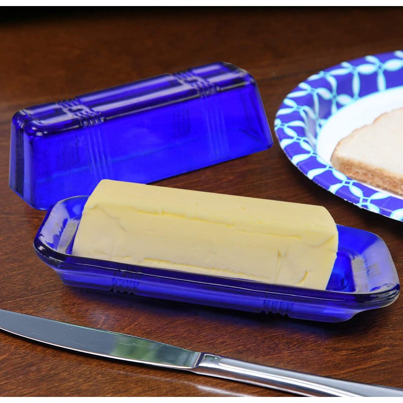 Home-X Glass Butter Dish With Lid - Vintage Style Keeper