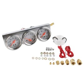 BAGARAATAN Triple Gauge Kit Oil/Volt/Water Gauge,2"/52mm Chrome Panel 3in1 Car Meter Oil Pressure Fahrenheit Water Temp Ammeter Triple Gauge Kit