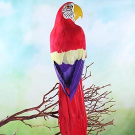 Factory Direct Craft Tropical Red Feathered Artificial Macaw Bird Parrot for Beach Theme Displays, Costume, Photo Props, Theater Productions