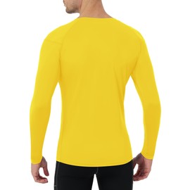 Runhit UPF 50+ Men's Compression Shirts, Long Sleeve Compression Shirts Quick Dry, Football Rash Guard for Men Yellow L