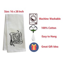 Set of 2 Don't BE Afraid to TAKE WHISKS. Funny Flour Sack Kitchen Towels for Wedding, Baby Shower, Home Decor, Housewarming 16 X 28 Inch.