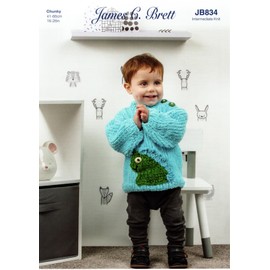 James Brett Chunky Knitting Pattern for Childrens Dinosaur or Bear Sweater (JB834)