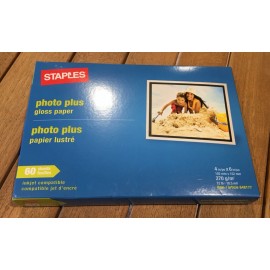Staples NEW & SEALED Staples Photo Plus Gloss Paper 4"x6" - 60 Sheets  UPC:718103093
