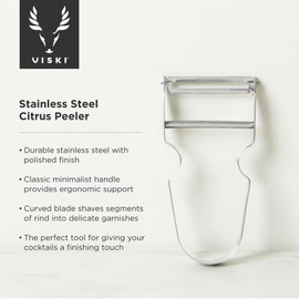 Viski Citrus Peeler Tool, Fruit Peeler for Cocktails, Bar Peeler Stainless Steel, Lemon Peeler, Professional Grade Cocktail Peeler, Bartender Tools