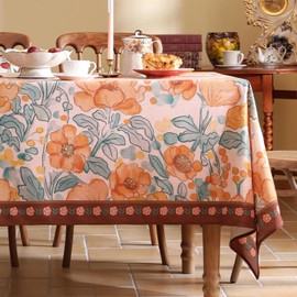 bilin gaier Vintage Linen Rectangle Tablecloth,Italian Floral Table Cloth,Soft and Wrinkle Resistan Tablecloths,Decor Table Cover for Kitchen,Dining,Tea Party,Home,Christmas,55"*71"