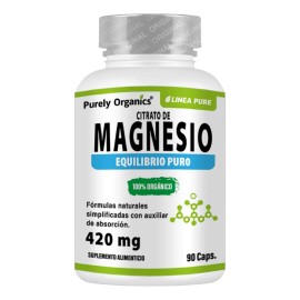 Magnesio Citrato, 90 Cápsulas. Purely Organics. Sabor Sin sabor