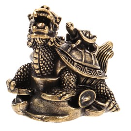 MUSISALY Vintage Copper Dragon Turtle Statue Miniature Animal Decor Sturdy Metal Figurine for Indoor Desktop Decoration Unique Feng Shui Ornament for Home and Office