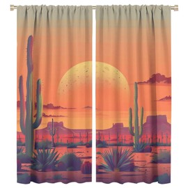 TOWINSFB Arizona Cactus Desert Blackout Curtains for Living Room Bedroom, Sunset Fine Nature Window Curtains Rod Pocket Thermal Insulated Window Drapes, 2 Panels, Each 21" W x 45" L