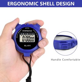 Digital Sports Stopwatch, Multi-Function Digital Sports Stopwatch Large Display, Single Lap/Split Memory Waterproof Stopwatch with12/24 Hour, Clock Alarm for Training Sports Swimming Running (Blue)