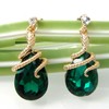 Navachi 18k Gold Plated Crystal Green Zircon Snake Drop Dangle