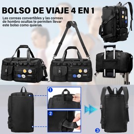 GALASALA Maleta Deportiva Impermeable Mochila Deportiva, Mochila Gym Mujer Hombre, 4 EN 1 Gran Capacidad Maleta Gym con Compartimento para Zapatos Y Separación Húmedo Seco, Bolsa Deportiva Fitness