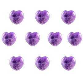GEMMYDREAM 10 Pcs Amethyst Heart Stones, Natural Healing Crystals Gemstones Gift for Stress Relief, DIY Decorations, Chakra Healing, Yoga Meditation