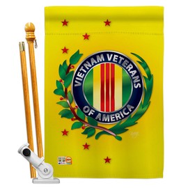 Breeze Decor HS108235-P3 Vietnam Veteran Americana Military Impressions Decorative Vertical 28" x 40" House Flag Set Pole Bracket Hardware