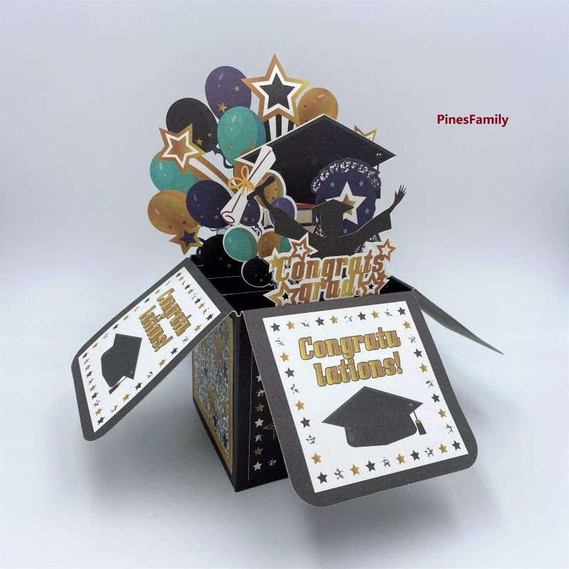 PinesFamily S03-Graduation Card | 3D Pop up Graduation Box Card