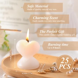 Threlaco 25 Sets Wedding Candle Favors for Guests Include Heart Shaped Tea Light Candles Soywax Tealight Candles Thank You Cards Wedding Souvenir Gifts for Guests Wedding Party Favor Decorations