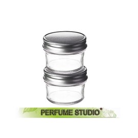 Perfume Studio Small Eco Mason Glass Jars with Lids. (2-Jars, 4oz Tapered Glass Jars, Silver Lids)