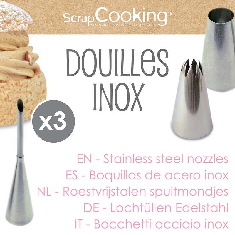 ScrapCooking 1831 Piping Bag Nozzles (Pack of 3)
