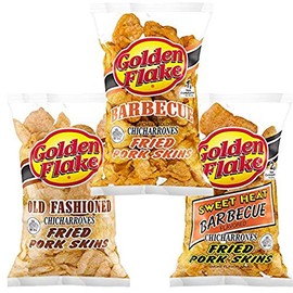 Golden Flake Fried Pork Skins Variety Pack: Old Fashioned, Barbecue, Sweet Heat Barbecue (2 Bags of Each) (6 Bags)