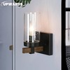 GEPOW Sconces Wall Lighting, 1-Light Black and Faux Wood Wall