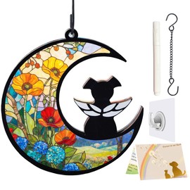 LZXLXS Dog Memorial Suncatcher, Loss of Dog Sympathy Gift for Pet Lovers, Cats Remembrance Ornament, Pet Memorial Gifts, Poppy