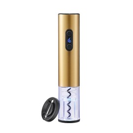 ELMWAY Battery Operated Electric Wine Opener by ELMWAY - Stainless Steel Electric Corkscrew with LED Light & Foil Cutter, Simple Push-Button Operation for Wine Lover (Gold, 4 x AA Not Included)