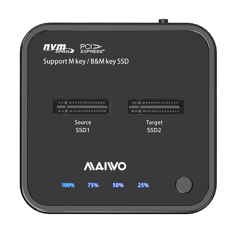 MAIWO Dual Bay NVMe M.2 SSD Duplicator Docking Station, 10Gbps