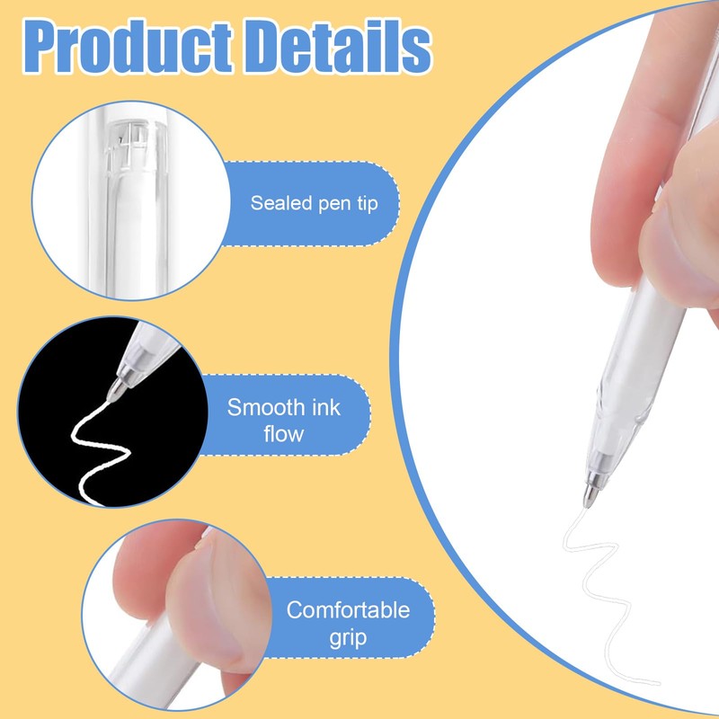 6 Pcs White Gel Pens,1.0mm White Fine Liner Art Highlighter