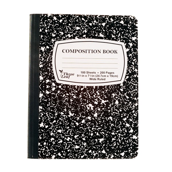 Composition Notebook, 9-3/4" x 7-1/2", Wide Ruled, 100 Sheet (200