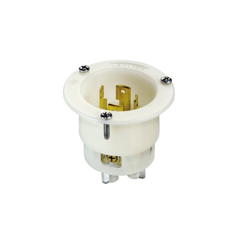 Leviton 30-Amp, 125/250 Volt, Flanged Inlet Locking Receptacle, Industrial Grade,