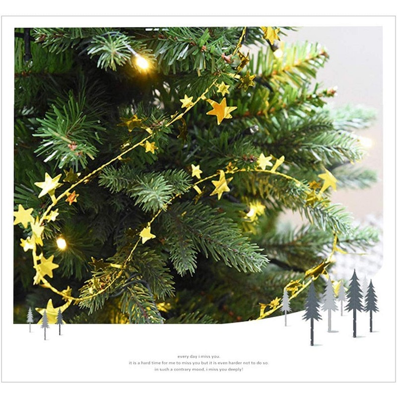 VEYLIN 50ft Star Shaped Tinsel Wire Garland for Christmas Trees