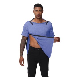 HIBOCT Post Shoulder Surgery Shirts Women Clothes After Rotator Cuff Surgery Post op Tear Away Broken Arm Shirt for Men