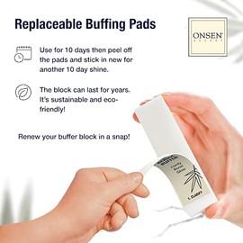Onsen Secret Professional Nail Buffer, Ultimate Shine Nail Buffing Block w/ 3 Way Buffing Methods (Replacement Pads)