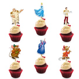 Cnderela Cupcake Topper – Princess Theme Birthday Party Decoration Supplies for Girls – Glitter Fairy Tale Cupcake Decoration – Magical Princess Cupcake Topper for Birthday and Celebration