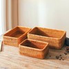 Natural Rattan Storage Baskets Set of 3 - Handwoven Wicker