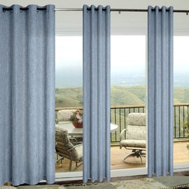 Grey Blue Curtains 84 Inch Length for Living Room 2 Drapery Panels Set Rings Top Semi Blackout Thick Linen Light Thermal Reducing Dusty Blue Sheer Curtains for Bedroom Vintage Country Decor 52x84 Long