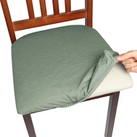 Yikko Chair Seat Covers, High-Density Check Jacquard Ekedalen Seat Covers for Dining Kitchen Restaurant Banquet, Stretch Removable Washable Chair Seat Cushion Protector (2, Green)