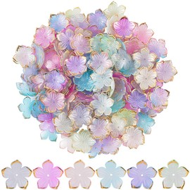 SUNNYCLUE Pack of 240 6 Colours Acrylic Bead Caps Flower End Beads Loose Transparent Floral Mini Flowers in Flower Shape Loose Spacer with Golden Tip for Jewellery Making Bracelets Necklace