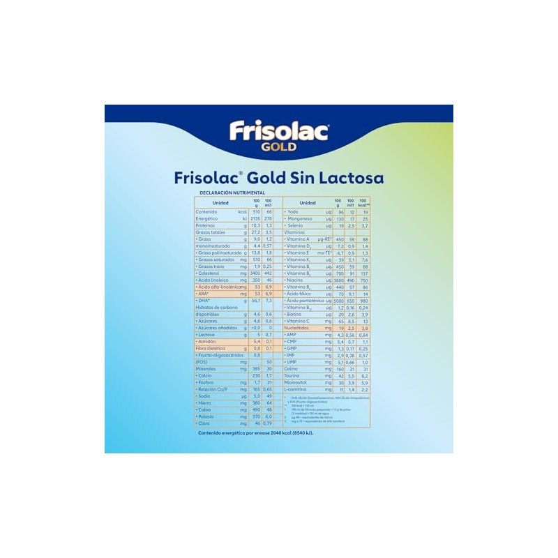 Frisolac Gold Sin Lactosa Lata 700 gr