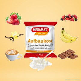 MEGAMAX Neutral Building Food, 30 g, Ideal for Strengthening and Underweight, Protein Powder for Preparing a Low-Fat Carbohydrate Protein Drink for Muscle Mass and Muscle Building