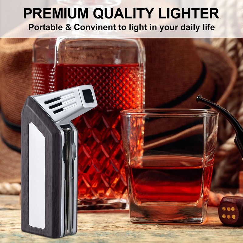 FLABOX 3 in 1 Lighter,Refillable Butane Lighter with 3 Clean
