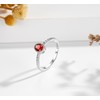 S925 Sterling Silver Stackable Rings with January Red Birthstone for